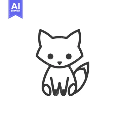 Premium design asset: Simple Line Drawing of a Sitting Fox