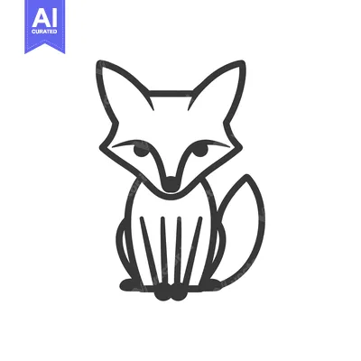 Simple Line Drawing of a Sitting Fox