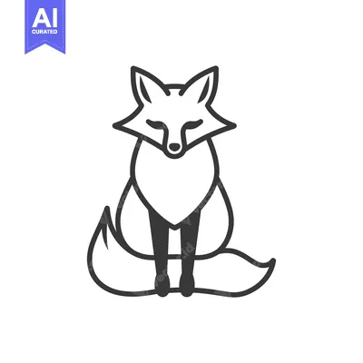 Aset premium populer: Simple Line Drawing of a Sitting Fox