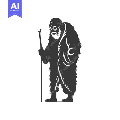 A bearded man in a fur coat with a walking stick