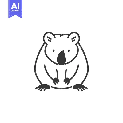 Simple Line Drawing of a Sitting Koala