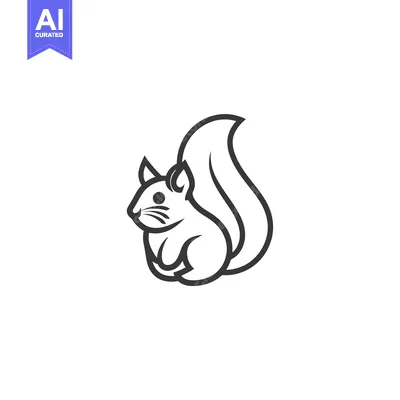 Simple Line Drawing of a Sitting Squirrel
