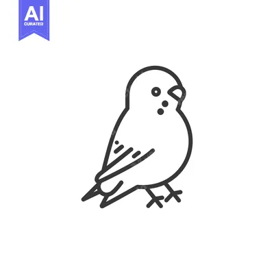 Aset desain premium: Simple Line Drawing of a Small Bird