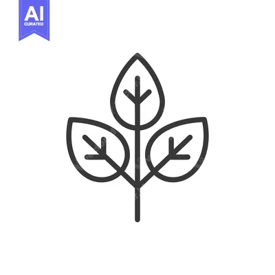 Aset desain premium: Simple Line Drawing of a Small Plant with Three Leaves