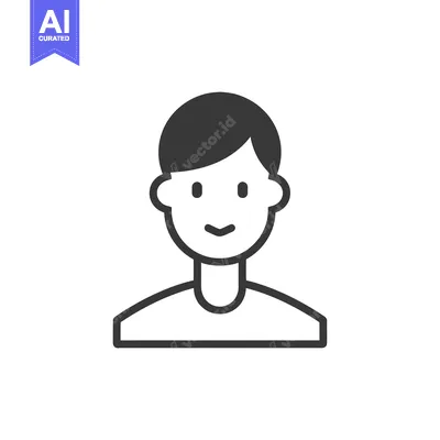 Aset premium populer: Simple Line Drawing of a Smiling Man with Short Hair