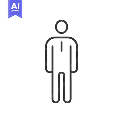 Aset desain premium: Simple Line Drawing of a Standing Person