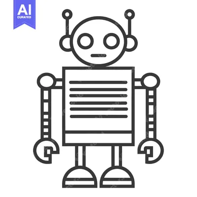 Aset premium populer: Simple Line Drawing of a Standing Robot