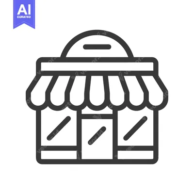Simple Line Drawing of a Store Building