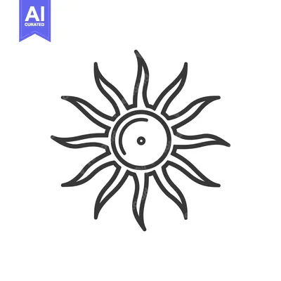 Simple Line Drawing of a Sun with Rays