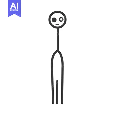 Simple Line Drawing of a Tall, Slender, Humanoid Figure with a Circula