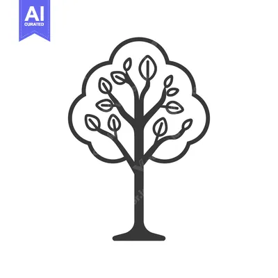 Aset premium populer: Simple Line Drawing of a Tree with Leaves