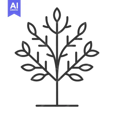 Aset premium populer: Simple Line Drawing of a Tree with Symmetrical Branches and Leaves