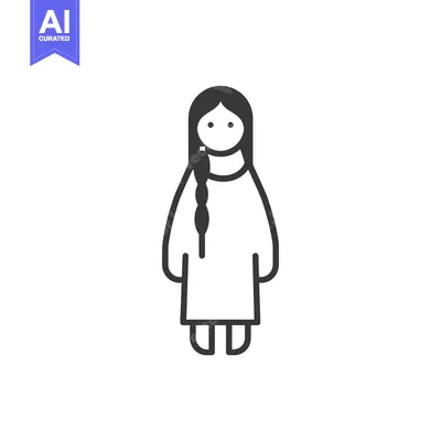 Aset desain premium: Simple Line Drawing of a Woman with Braided Hair