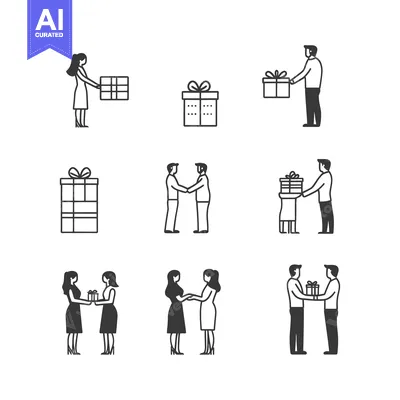 Popular premium asset: Simple Line Drawings of People Exchanging Gifts