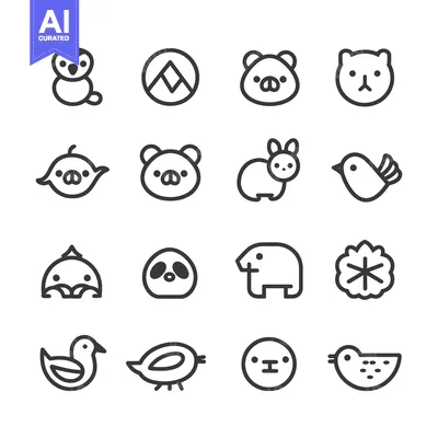Simple Line Drawings of Various Animals