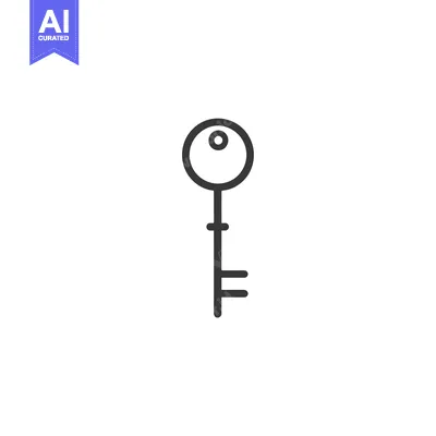 Aset desain premium: Simple Outline Illustration of a Key