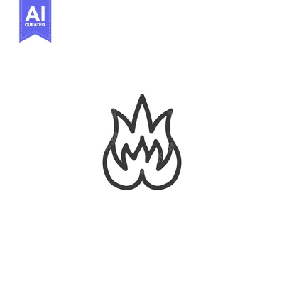 Aset desain premium: Simple Outline Illustration of Fire Flames