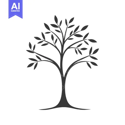 Premium design asset: Simple Silhouette of a Tree with Leaves