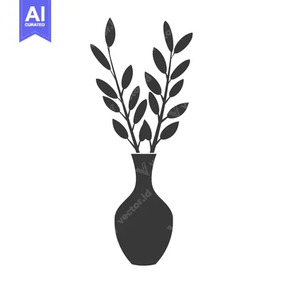 Aset premium populer: Simple Silhouette of a Vase with Branches and Leaves