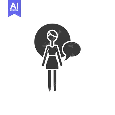 Premium design asset: Simple Silhouette of a Woman with a Speech Bubble