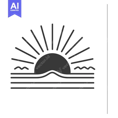 Aset premium populer: Simple Silhouette of the Sun Setting Over the Ocean