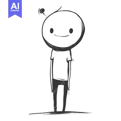 Aset premium populer: Simple Stick Figure Character with a Thought Bubble