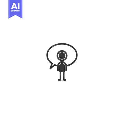 Simple Stick Figure Icon with Speech Bubble