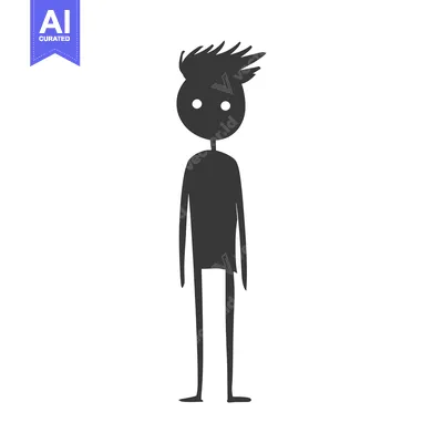 Simple Stick Figure Silhouette of a Person with Spiky Hair