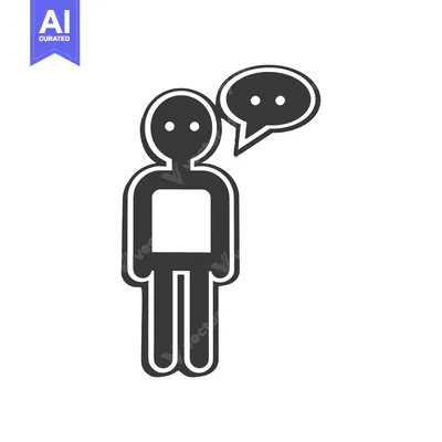Aset premium populer: Simple Stick Figure With Speech Bubble Icon