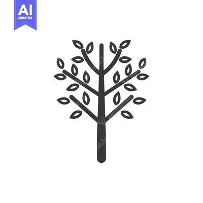 Aset premium populer: Simple Stylized Black and White Tree Icon