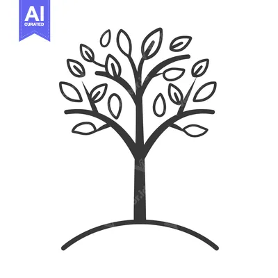 Aset premium populer: Simple Stylized Black and White Tree Illustration