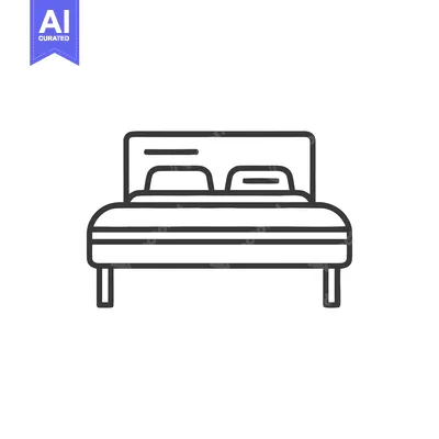 Minimalist Bed Icon: Simple Line Art Illustration for Bedroom Design