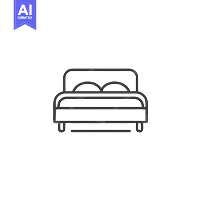 Minimalist Bed Icon: Clean Line Art for Interior Design Concepts