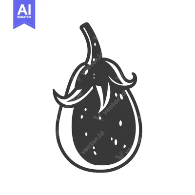 Aset premium populer: Single Black and White Illustration of an Eggplant