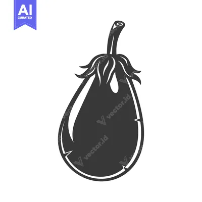 Single Black and White Silhouette of an Eggplant