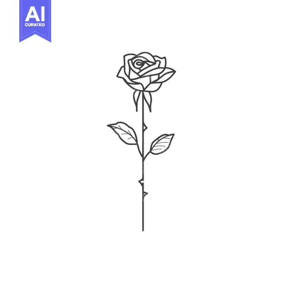 Aset premium populer: Single Black Line Drawing of a Rose