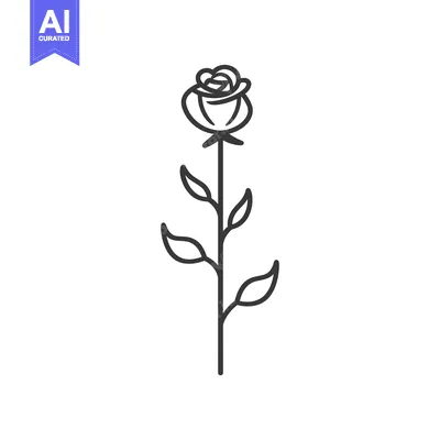 Aset desain premium: Single Black Line Drawing of a Rose