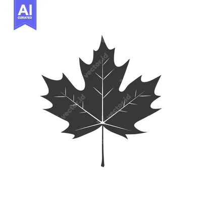 Aset desain premium: Single Black Silhouette of a Maple Leaf