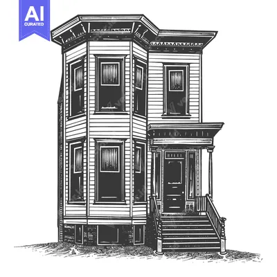Detailed illustration of a classical victorian style residential build