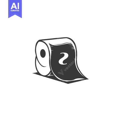 Aset desain premium: A Black and White Cartoon Drawing of a Roll of Toilet Paper