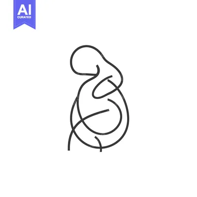Aset desain premium: Single-Line Abstract Figure in a Sitting Position