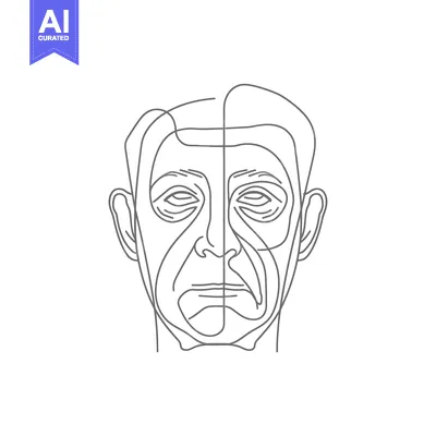 Aset desain premium: Single Line Art Drawing of a Man's Face