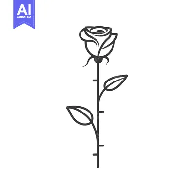 Aset premium populer: Single Line Art Drawing of a Rose with Stem and Leaves