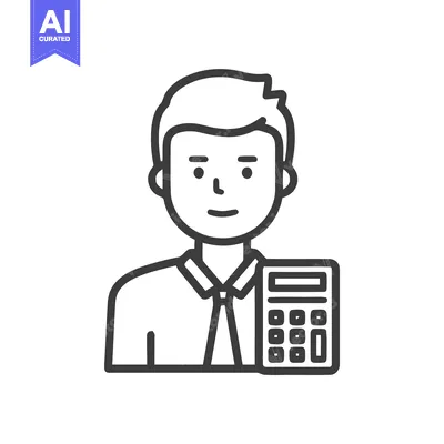 Aset premium populer: Minimalist Line Icon of a Male Accountant or Financial Advisor Holding
