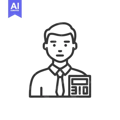 Aset premium populer: Financial Analyst Professional, Simple Outline Icon with Calculator