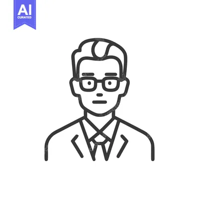 Aset premium populer: Modern Outline Icon of a Professional Man with Glasses and Suit