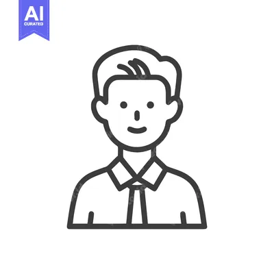 Popular premium asset: Minimalist Line Art Icon of a Young Professional Man in a Shirt and Ti