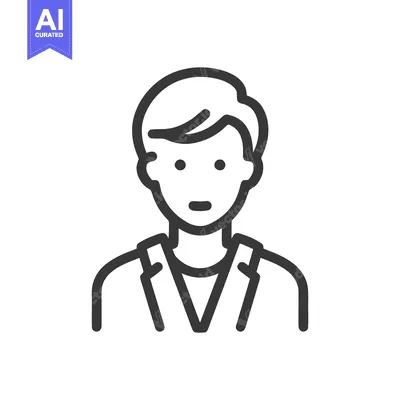 Minimalist Line Icon of Male User Avatar Profile, Simple Black and Whi