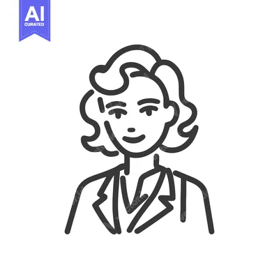 Aset premium populer: Monochrome Line Art Icon of a Professional Woman with a Retro Hairstyl