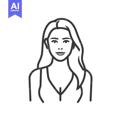 Aset premium populer: Serene Woman with Wavy Hair: A Minimalist Line Art Bust